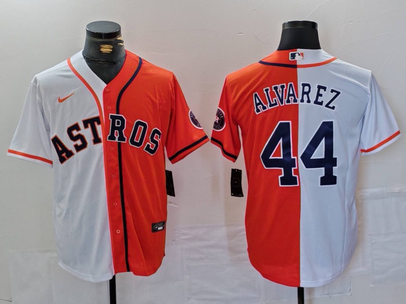 Men's Houston Astros Yordan Alvarez #44 White/Orange Limited Jersey